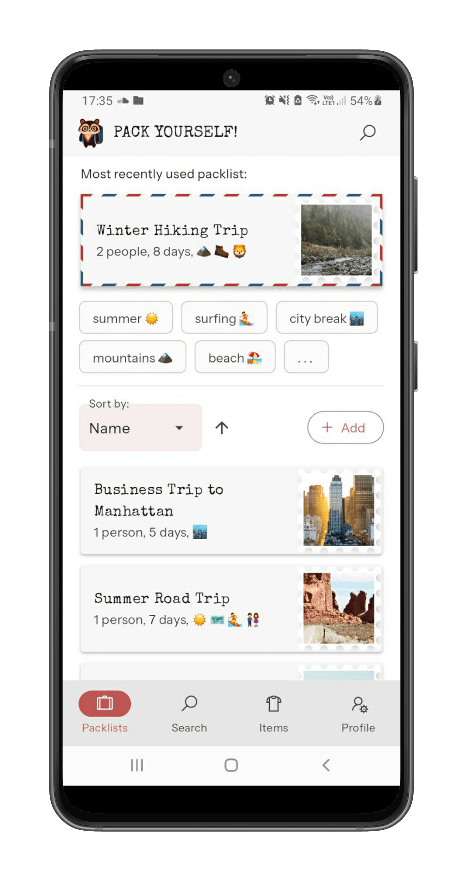 Custom Packlists